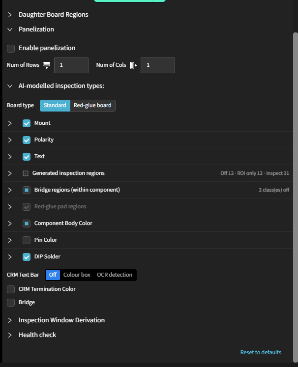 Generation presets: the checks auto-programming makes for each package type, set per package.