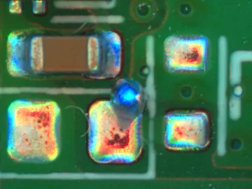 AOI defect example: Solder ball, on a pad (Solder Balls & Particles)