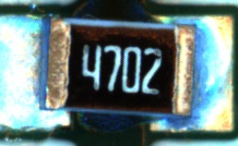 Open solder joint: lead without a soldered connection to its pad, in a 2D inspection image